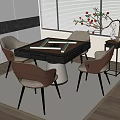 Chess and Cards Table and Chair Mahjong Table 3d model
