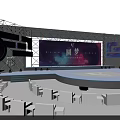 Modern Stage Design With Lighting Effects Dream Theme Large Screen And Round Platform 3d model