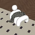 White Sofa Stool With Black And White Patterned Blanket Beige Rug Purple Square Wooden Floor