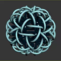 Modern Artistic Furniture Decorative Sphere With Intertwined Teal And Black Rings