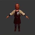 3D Man Character with Red Beard Apron White Shirt Blue Pants and Brown Boots