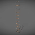 Industrial Wooden Ladder Equipment With Rope Wrapping And Worn Texture Surface