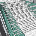 Modern Stairs Design With Escalator Green Tiered Steps And Tiled Floor
