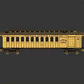 Classic Vintage Yellow Train Carriage With Brown Roof And Multiple Windows