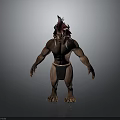 Anthropomorphic Lion Warrior Character With Red Mane Muscular Body And Black Loincloth Standing Pose