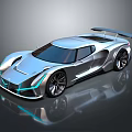 Silver Modern Sports Car With Sleek Design Illuminated Accents And Rear Spoiler