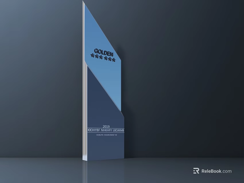 Standing Blue And Gray Gradient Trophy Medal With Champion 2023 The Global Competition 3d model 