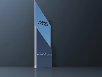 Standing Blue And Gray Gradient Trophy Medal With Champion 2023 The Global Competition 3d model