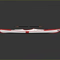 Single Person Red And White Kayak Watercraft With Orange Paddles Streamlined Design