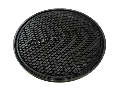 Round Manhole Cover With Grid Pattern For Hydro Station Road Infrastructure 3d model