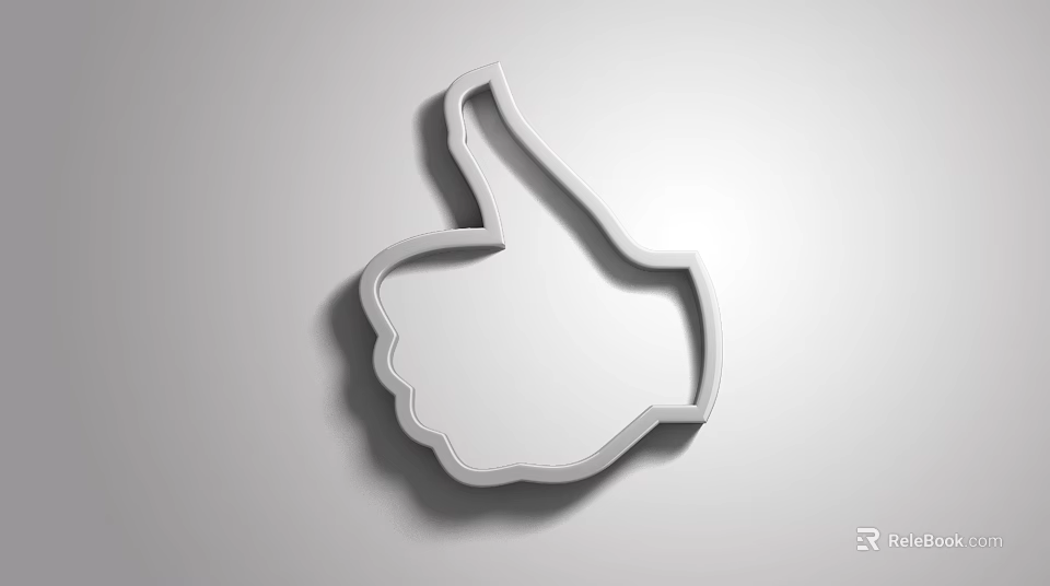 White Thumbs Up Shape Wall Decor With Minimalist Hollow Outline Design 3d model 