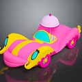 Playful Pink And Yellow Cartoon Car With White Cap And Decorative Eyes