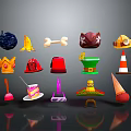 Colorful Delicious Food Items Including Cake And Ice Cream Cone Displayed On Dark Background