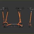 Orange And Black Electric Scooters With Striped Decks Handlebars And Wheels On