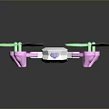 Colorful Quadcopter Drone With Gray Body And Pink Green Propellers Design