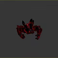 Red Mecha Game Movie Character With Black Horns And Armored Body