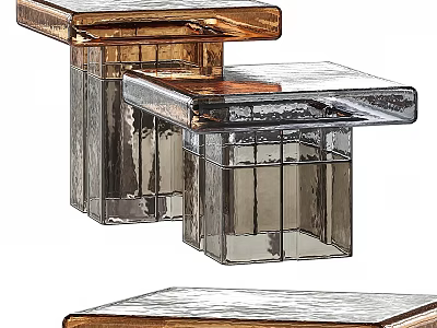 Stylish Modern Side Tables With Glass Tops And Geometric Metal Frame Designs 3d model