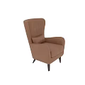 Brown Leather Single Sofa With Armrest And Dark Colored Legs 3d model
