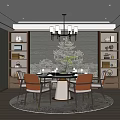 Elegant Traditional Chinese Restaurant Interior With Round Table Chairs Chandelier Side Shelves And Decorative Wall