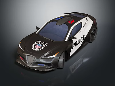 Police Utility Vehicle With Emergency Lights And Black White Design 3d model