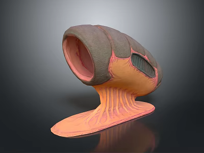 Detailed Biological Organism With Spiral Shell Muscular Inner Texture And Sturdy Base 3d model