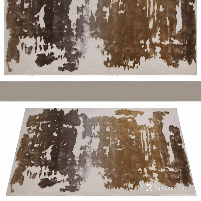 Modern Square Rug With Abstract Brown Beige Dark Brown Splash Pattern Texture Design 3d model