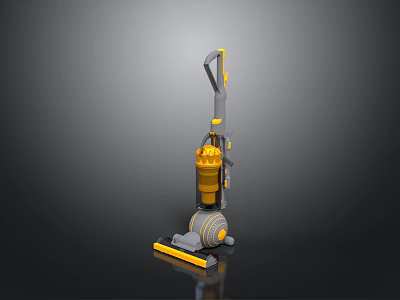 Upright Yellow Gray Electric Vacuum Cleaner For Efficient Household Cleaning 3d model