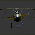 Vintage Biplane Model With Green Yellow Brown Camouflage Paint And Black Crosses On Wings