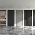 Various Design Hinged Doors Showroom Display With Black Gray And Frosted Glass Features