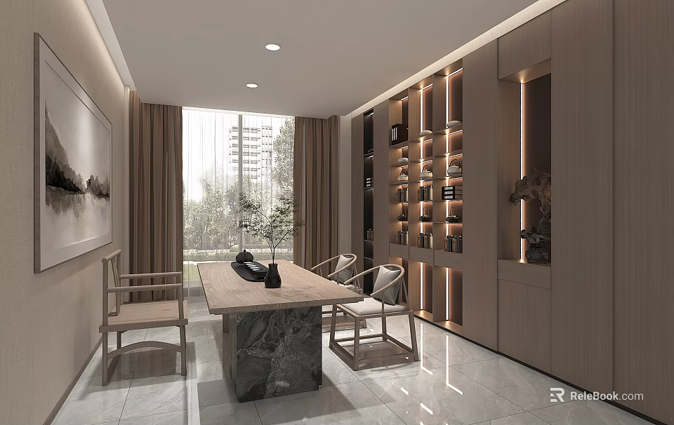 Modern Bank Interior Design With Service Counters And Customer Waiting Areas 3d model