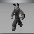 3D Anthropomorphic Snow Leopard Character Model With Spotted Fur Black Ears And Running Pose