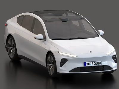 White Modern Electric Sedan With Sleek Design Black Roof LED Headlights And Alloy Wheels 3d model