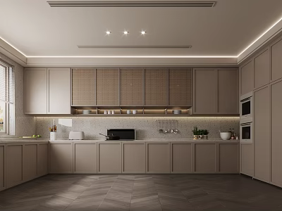 Modern Kitchen Interior Design With Open Concept Island Counter Appliances And Cabinets 3d model