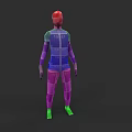 Colorful 3D Model Man With Red Head Purple Arms And Green Feet