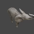 Gray Elephant Game Character With Large Ears And Curled Upward Trunk On Green Background