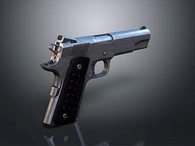 Classic Semi Automatic Black Metal Pistol With Ergonomic Grip And Barrel Design 3d model