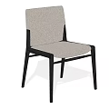 Modern Minimalist Dining Chair With Light Gray Fabric Backrest And Black Frame Design