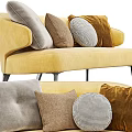 Cozy Yellow Multi Seat Sofa With Gray Brown And Patterned Decorative Pillows 3d model