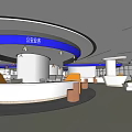 Public Security Service Hall With Modern Design Spacious Interior Blue Accents And Service Counters