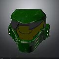 Green Tactical Weapon Helmet With Gold Visor And Side Lights
