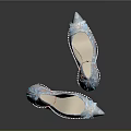 Sparkling Blue Pointed Toe High Heels With Beads Bow And Rhinestones On Stiletto Heel