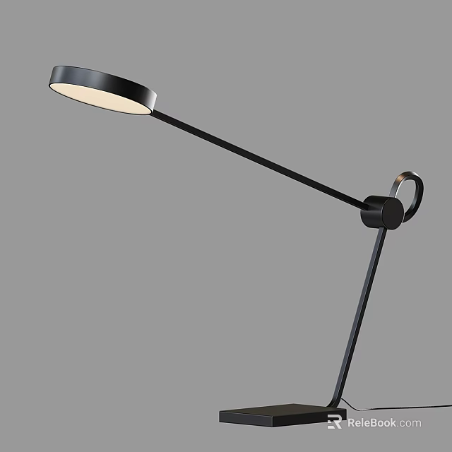 Sleek Modern Desk Lamp With Black Metal Stand Adjustable Arm And Round White Shade 3d model 