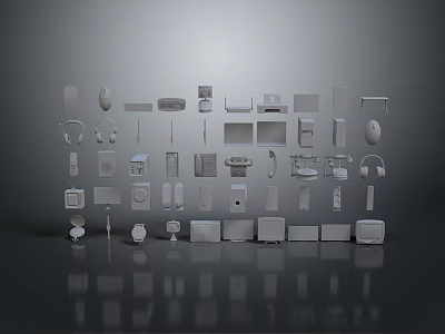 Various Computer Devices And Accessories Display With Laptops Monitors Keyboards And Headsets 3d model