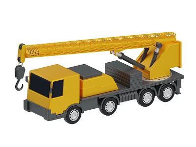 Yellow Crane Utility Vehicle with Extended Boom Cab and Heavy Duty Wheels 3d model