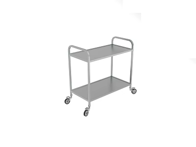 Stainless Steel Mobile Trolley With Two Tier Shelves And Wheels 3d model