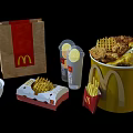 McDonald's Fast Food Meal Including Chicken Bucket Fries Drink And Ice Cream