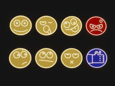 Modern Decorative Light Smiley Expression Bag Neon Light 3d model