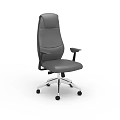 Ergonomic Leather Office Chair With Adjustable Backrest Swivel Wheels And Chrome Base 3d model