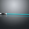 Blue Lightsaber With Detailed Hilt And Glowing Blade On Dark Surface