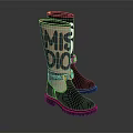 Stylish Black Knee High Boots With MISDIO Lettering And Sturdy Rubber Soles